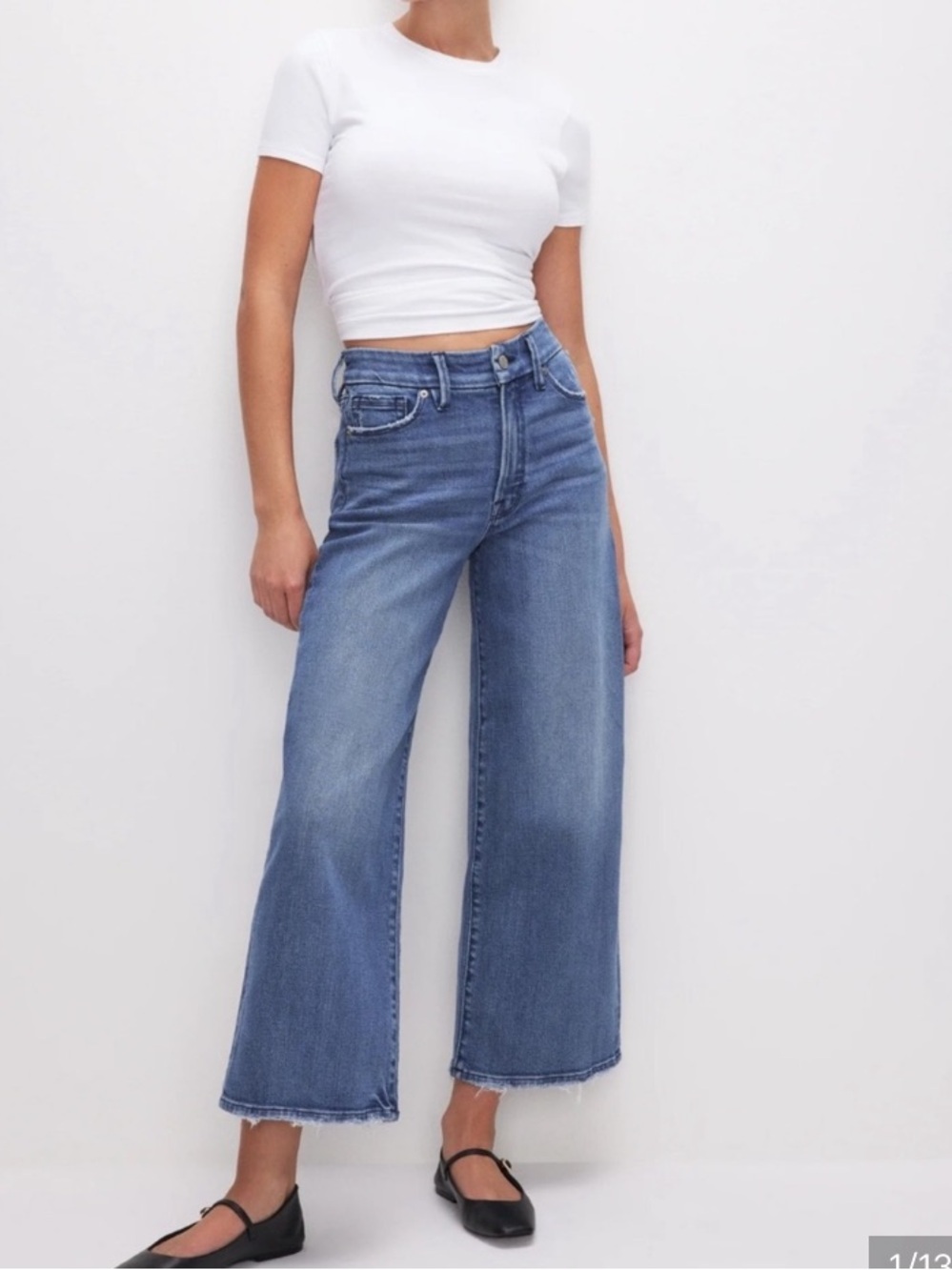 Good American NEW Good Waist Palazzo high rise Crop Jeans Plus Size 18 NWT